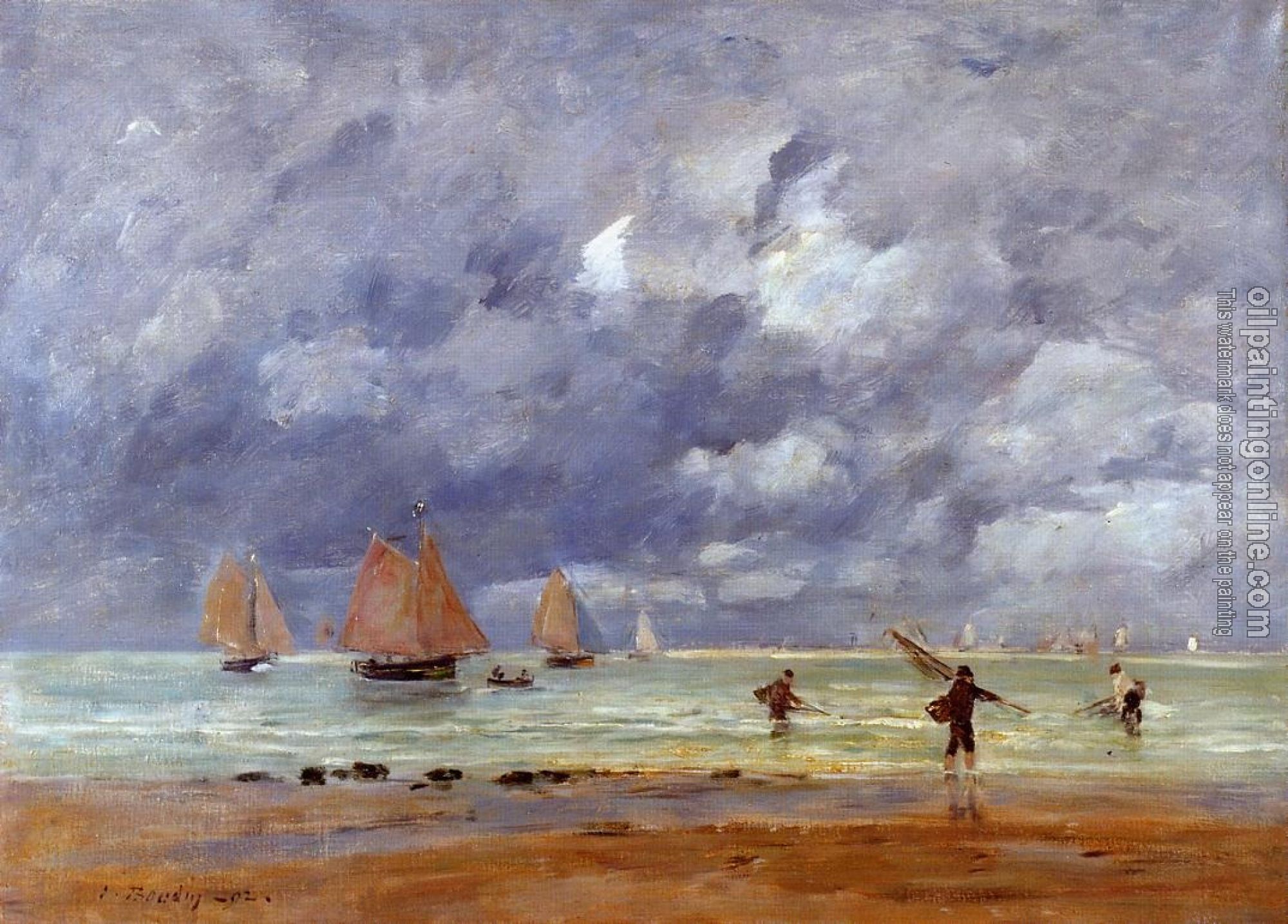 Boudin, Eugene - Fishermen and Sailboats near Trouville